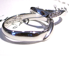 北海道滝川市自分で作る結婚指輪プラチナ900に3連ダイヤモンド