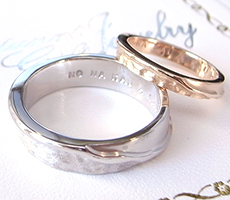 北海道滝川市二人で作る結婚指輪プラチナ900とK18ピンクゴールド波デザイン