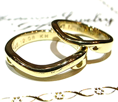 北海道滝川市で二人で作る結婚指輪K18イエローゴールド
