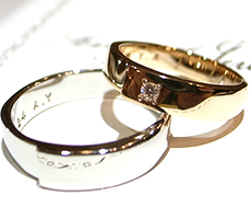 北海道滝川市二人で作る結婚指輪プラチナ900とK18ピンクゴールドにダイヤモンド