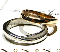 北海道滝川市自分たちで作る結婚指輪プラチナ900とK18ピンクゴールド