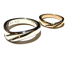 北海道滝川市二人で作る結婚指輪プラチナ900とK18ピンクゴールド
