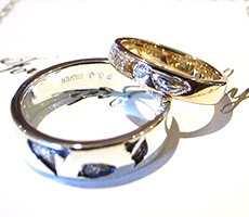 北海道滝川市二人で作る結婚指輪K10ピンクゴールドとシルバー925世界地図にダイヤモンド