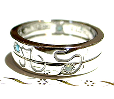 北海道滝川市二人で作るオリジナル結婚指輪プラチナのセットにターコイズ