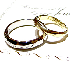 K18イエローゴールドとプラチナのマリッジリング北海道滝川市二人で作った結婚指輪