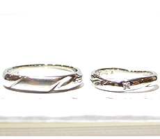 北海道滝川市二人で作る結婚指輪プラチナ900のセットにダイヤモンド