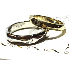 二人で作る結婚指輪プラチナ900とK18イエローゴールド北海道滝川市