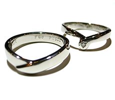 北海道滝川市結婚指輪自分で作るプラチナ900にダイヤモンド
